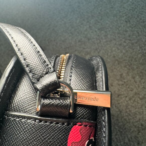 Kate Spade New York Perry Dark Floral Leather Dome Crossbody Purse - Picture 8 of 13